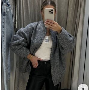 NWOT Zara Viral grey bomber jacket small